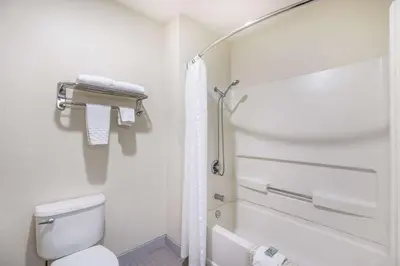 a bathroom with a toilet and a shower at Best Western Capital City Inn in Sacramento