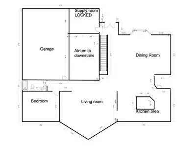 a floor plan of a house at Beautiful 3500sf Lake Tahoe Home W/ Open Layout in Zephyr Cove