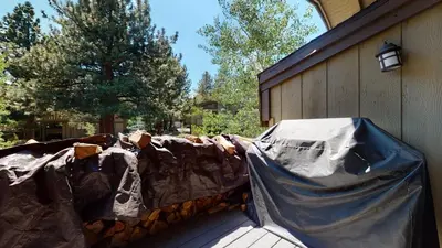a house being built with a tarp on it at Chateau De Montagne #6 Condo in Mammoth Lakes