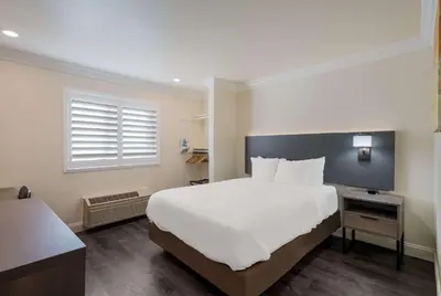 a bedroom with a large white bed and a window at Comfort Inn Gilroy in Gilroy