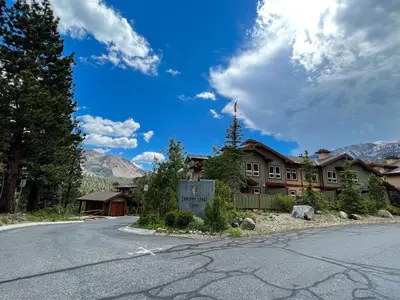 a house on the side of a road at Juniper Crest #7 Condo in Mammoth Lakes