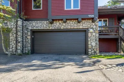 a garage door in front of a house at Snowcreek V 756 in Mammoth Lakes