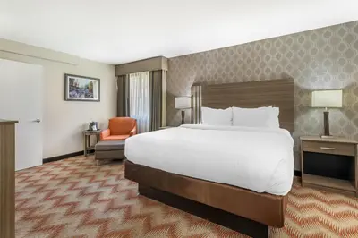 a hotel room with a large bed and a chair at Best Western Plus Sonora Oaks Hotel and Conference Center in Sonora