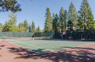 a tennis court with a net and some trees at Summit B- # 257 in Mammoth Lakes
