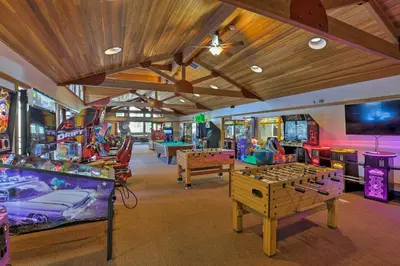 a room filled with lots of different types of games at Family-Friendly Truckee Cabin Near Ski Shuttle! in Truckee