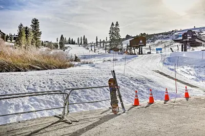 a group of orange cones in the snow at Cabin Less Than 2 Mi to Tahoe Donner Downhill Ski Resort in Truckee