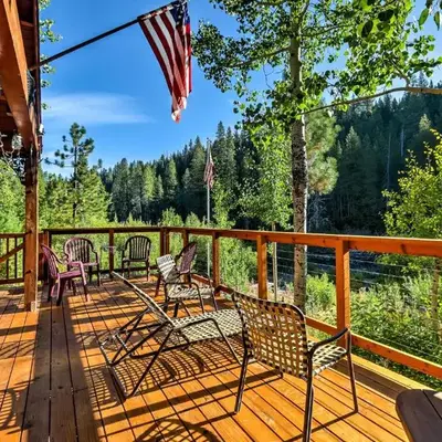 Rustic Riverfront Truckee Cabin with Deck and BBQ