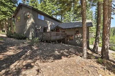 a small house in the woods with trees at North Lake Tahoe Cabin 4 Mi to the Beach! in Tahoe Vista