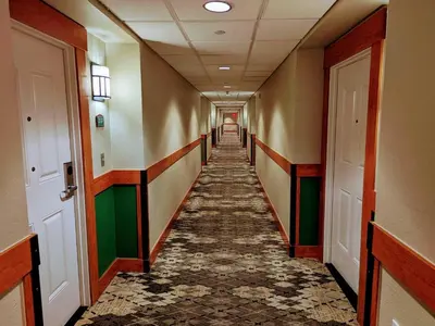a long hallway in a hospital with a long aisle at Marriott Grand Res Q2 #3167 in South Lake Tahoe