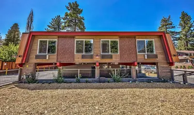 a house with a red roof at The Elet Hotel in South Lake Tahoe