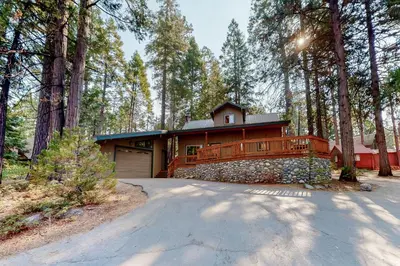 a house in the middle of a forest at Williams Cabin in Shaver Lake