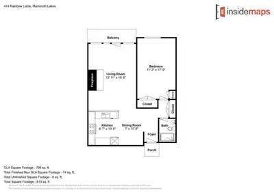 a floor plan of a house at Spacious One Bedroom Condo with Full Kitchen! in Mammoth Lakes