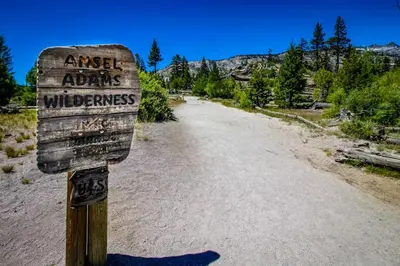 a sign on the side of a dirt road at Chateau Sans Nom 29 in Mammoth Lakes
