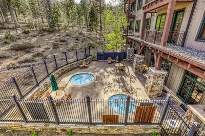 an aerial view of a house with a swimming pool at Northstar Village #410 in Kingswood Estates