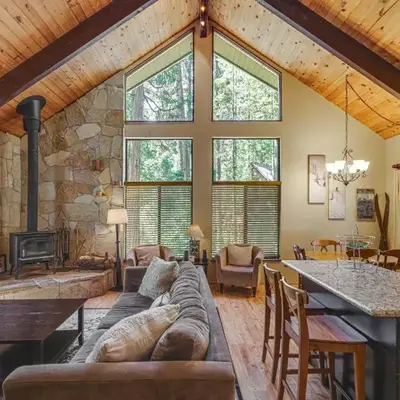 Cabin with Deck and Fire Pit in Blue Lake Springs!