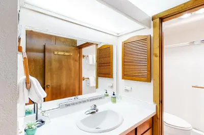a bathroom with a sink and a toilet at Lake Therapy in Lakeshore
