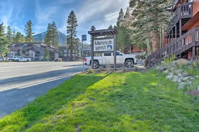 a sign for a mountain museum next to a street at Contemporary Mountain Retreat - Walk to Slopes! in Mammoth Lakes