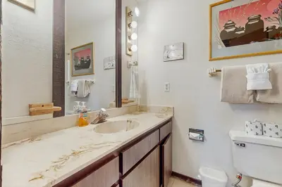 a bathroom with a sink and a toilet at Lakeside Dreamzzz in Tahoe Vista