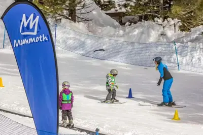 a group of people on skis in the snow at Westin 617 in Mammoth Lakes