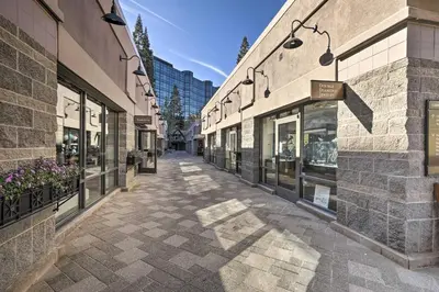 an empty street in front of some buildings at 6 Mi to Lake Tahoe Everline Resort Retreat! in Olympic Valley