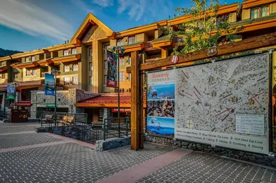 a large map on the side of a building at Inntopia in Zephyr Cove