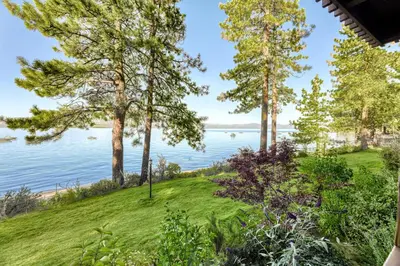 a view of the water from a house at Our Lake House in Zephyr Cove