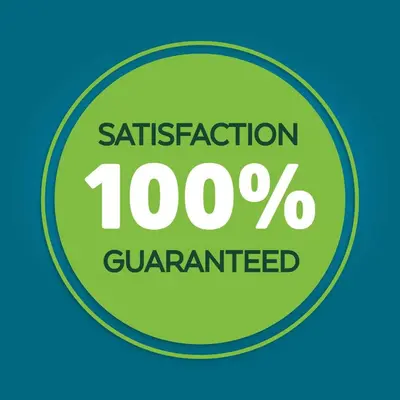 a green satisfaction percent guaranteed sign in a circle at La Quinta by Wyndham Los Banos in Los Banos