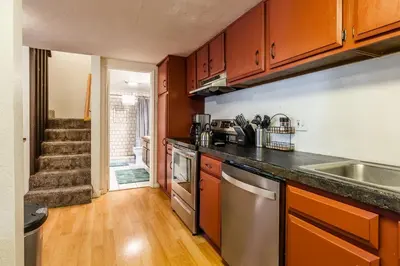 a kitchen with a sink and a counter top at New Listing Updated 1 Bed and Loft 2 Full Bath La Residence IV N7 Sleeps 4 and Steps to Free Shuttle in Mammoth Lakes