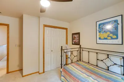 a bedroom with a bed in a room at Deck and Beach Access Lake Tahoe Shoreside Retreat! in Elk Point