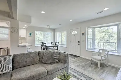 a living room with a couch and a kitchen at Less Than 1 Mi to Slopes! Heavenly Daze Chalet in Tahoe in Stateline
