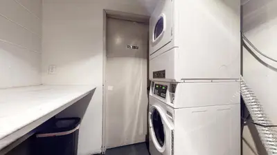a kitchen with a washer and dryer in a room at St, Anton #54 condo in Mammoth Lakes