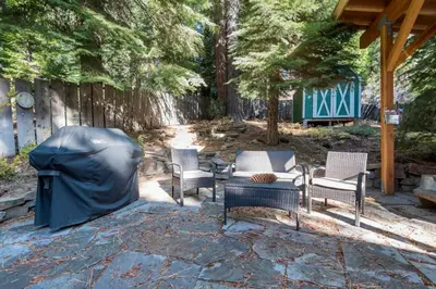 a group of chairs and a gazebo at Woodsy Wonder in Tahoe City
