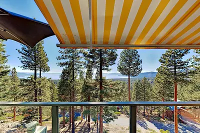 a balcony with a view of the mountains at Bitterbrush 25 in Incline Village
