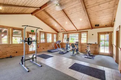 a gym with several exercise bikes in a room at The Boulders Bldg 2 Unit 3 in Truckee