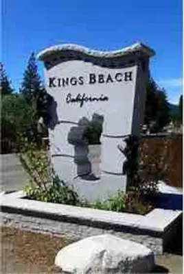 a sign for the kings beach amphitheater at Lakeside Hotel room #6 in Kings Beach in Kings Beach