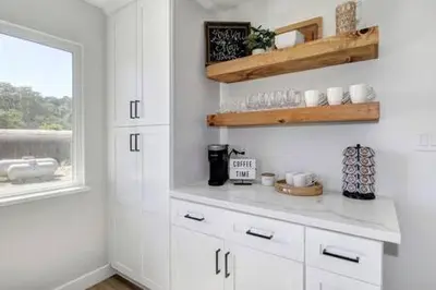 a kitchen with white cabinets and a window at New Listing Country Property Pet Friendly W&D in Loomis