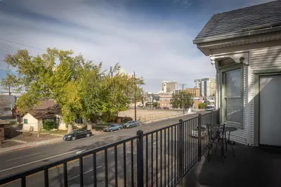 a balcony of a house with a view of a street at Rustic 2-Bedroom walking distance to Downtown in Reno