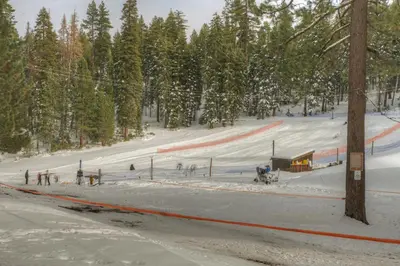 a group of people on a ski slope in the snow at Granlibakken Gem - Unit 71 in Tahoe City