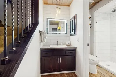 a bathroom with a sink and a mirror at Golf Club Condos #437 in Truckee
