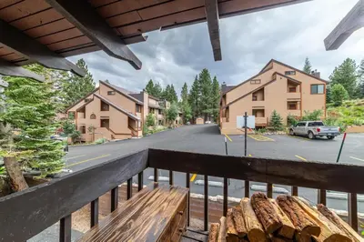 a view of a street from the balcony of a house at Mammoth Estates 210 in Mammoth Lakes