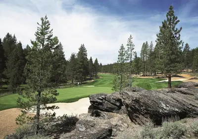 a view of a golf course with a green at Cozy Northstar Village Family Condo Walk to Lifts 2 Full BA Excellent Location in Truckee