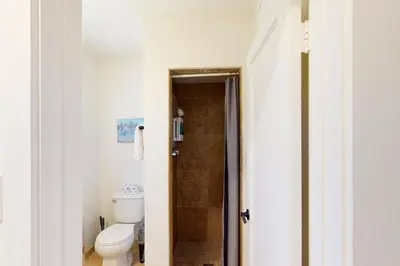 a bathroom with a toilet and a shower at The Chalet at Kings Beach Unit 2 in Kings Beach