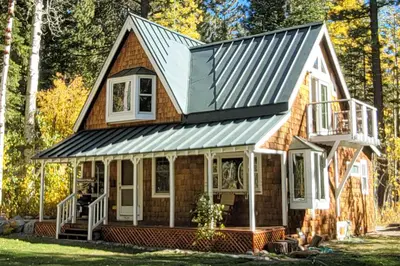 a tiny house with a metal roof at A Bear's Rest in Homewood