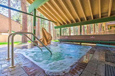 a hot tub in the middle of a building at Mammoth Lakes Condo with Pool and Spa Access! in Mammoth Lakes