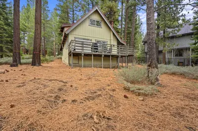 a house in the middle of a forest at Cozy Cabin home in South Lake Tahoe