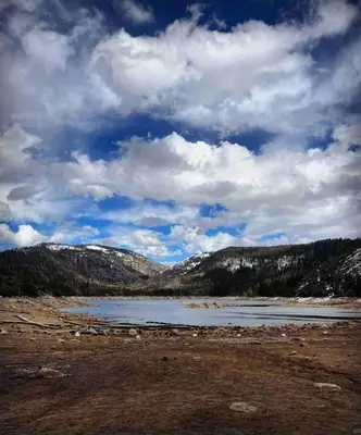 a large body of water with mountains in the background at Cabin #5 in Strawberry