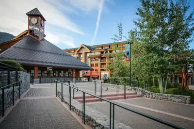 a building with a clock tower on top of it at Spacious Lakeview Heavenly Mountain Escape! in Stateline
