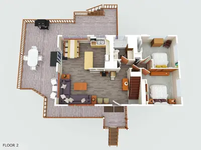 a rendering of a floor plan of a house at Blue Lake Chalet- 3 Bedroom + Loft/Pool Table in Arnold/Bear Valley (Pet-Friendly) in Arnold