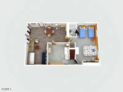 a rendering of a floor plan at Blue Lake Chalet- 3 Bedroom + Loft/Pool Table in Arnold/Bear Valley (Pet-Friendly) in Arnold