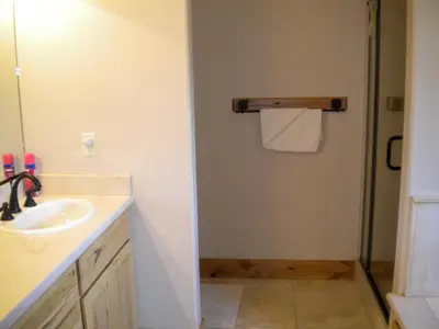 a bathroom with a sink and a shower at Close To Everything Newly Built With Games Room in South Lake Tahoe